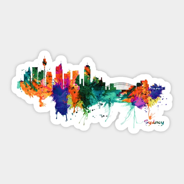 Sydney Watercolor Skyline Sticker by Marian Voicu